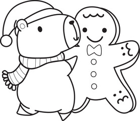 Illustrations christmas theme of cute capybara character clip art for kids. Capybara 