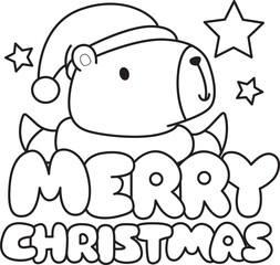 Illustrations christmas theme of cute capybara character clip art for kids. Capybara 