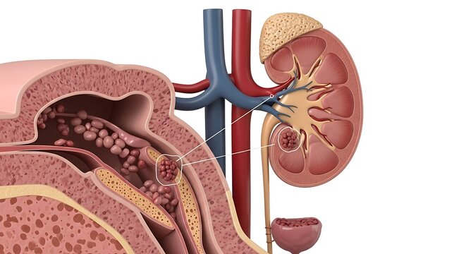 Kidney Stone Formation Anatomy Illustration