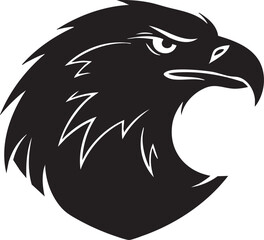 Obraz premium Black silhouette of an eagle's head, symbolizing power and vision, rendered in a bold, graphic style