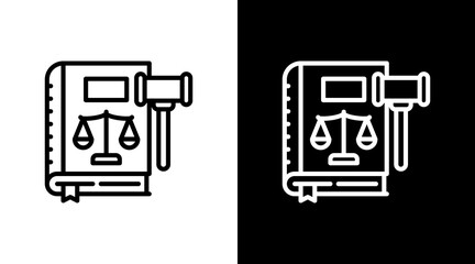 Gavel And Book  White Icon Set Design