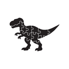 Puzzle T-Rex Silhouette – Dinosaur Vector Composed of Interlocking Jigsaw Pieces for Educational and Creative Use