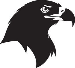 Obraz premium Striking black silhouette of a majestic eagle head, capturing the powerful essence of a bird of prey with sharp detail, ideal for symbolic branding and graphic design projects