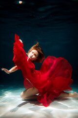 Peaceful aquatic scene with floating hair and soft glow