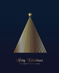 Luxury Elegant Merry Christmas and happy new year Poster Template cards, Christmas and New Year background with Christmas tree-shaped stripes style, luxury, and elegant theme.