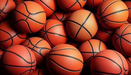 Obraz premium Several basketballs arranged in a dynamic composition, energy, action