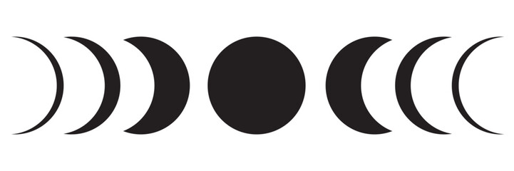 Moon phases flat icon illustration isolated on white background.eps10
