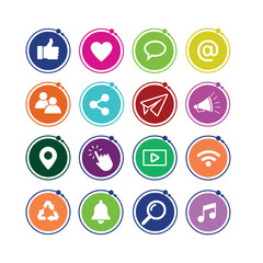 Social Media Icons Collection on White Background, communication symbol, transparent icons set