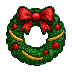 embroidered christmas wreath clipart 