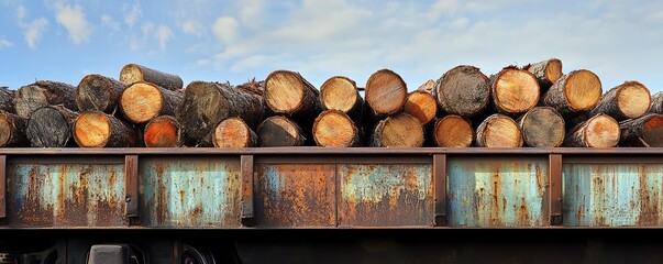 Transport freshly cut logs by train.