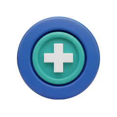 Fototapeta premium 3D Rendered Blue and Green Circle with White Plus Symbol.
