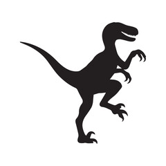 Velociraptor Silhouette – Dynamic Prehistoric Predator in Aggressive Pose for Dinosaur-Themed Designs