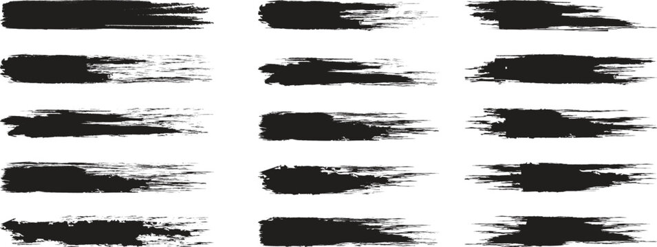 ink brushstroke on white background. Straight line vector brush strokes. Big collection of grunge black paint, ink brush strokes. Black ink brush stroke