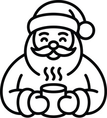 Fototapeta premium Cartoon santa claus holding a steaming mug