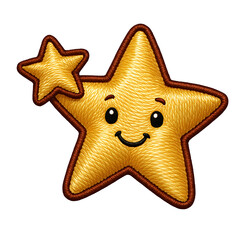 Embroidered Christmas Star Clipart Set &ndash; Cute Smiling Stars, Festive Holiday Embroidery Designs, Gold Red Xmas Stars, High-Resolution PNG