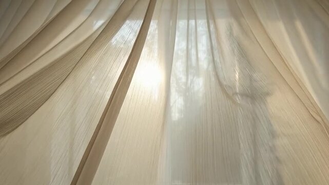 Sheer window curtain background with micro sway and mild luminance breathing