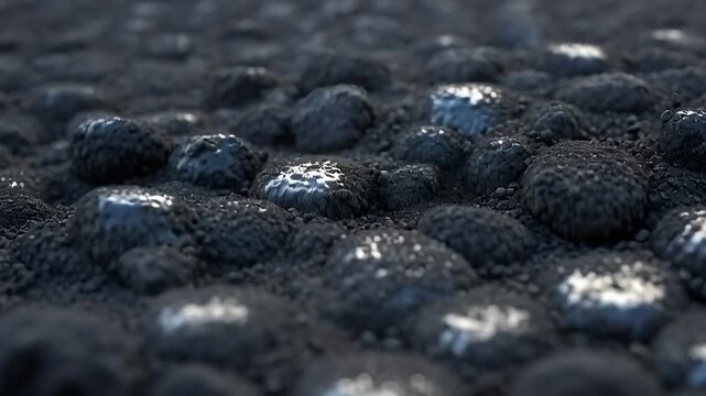 Pahoehoe lava texture background with slow traveling highlight and tiny specular glints