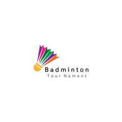 Colorful badminton shuttlecock logo isolated on is a vector illustration that is perfect for any badminton tournament or event, with a modern design