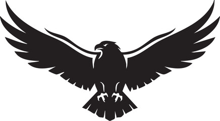 Obraz premium Powerful Majestic Eagle Silhouette with Wings Spread, Symbolizing Freedom, Strength, and Soaring Ambition in a Dynamic Graphic Design