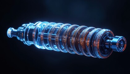 Modern, elegant insulator design with vibrant orange glows and reflective blues, a dynamic element for technological advancement and infrastructure projects