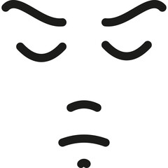 Minimalist Abstract Face Drawing with Closed Eyes and Slight Smile Isolated on White Background Vector Art