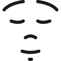 Minimalist Line Art Face With Closed Eyes And Subtle Smile On Transparent Background