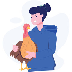 Person In Blue Hoodie Holding A Turkey With Transparent Background