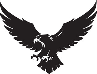 Fototapeta premium Vector silhouette of a powerful eagle swooping down, a fierce symbol of freedom, courage, and strength for a logo or emblem