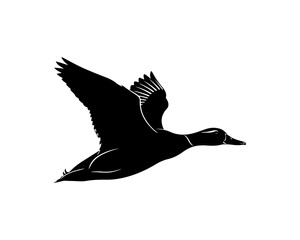 Obraz premium Black Silhouette of a Duck in Flight Graceful Bird Design for Nature and Wildlife Enthusiasts
