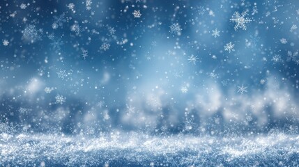 Fototapeta premium christmas blue background with snow snowflakes falling winter scene festive backdrop holiday theme 2026