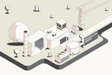 Natural Gas Energy Advanced Gas Turbine System in Isometric graphic