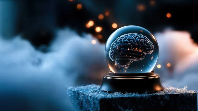 Epic AI Brain Floating in Crystal Ball of Destiny