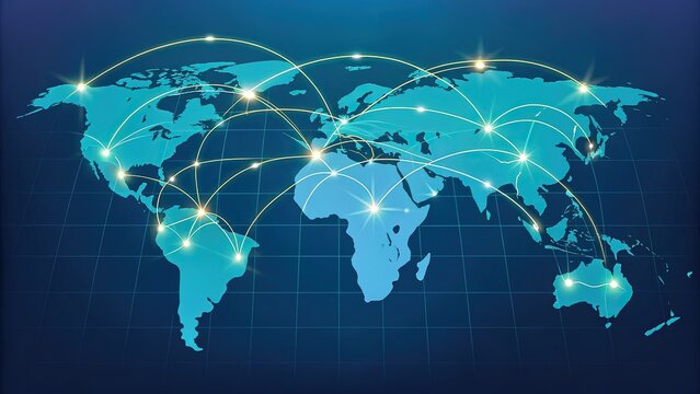 Global network connections illustrating worldwide connectivity and communication