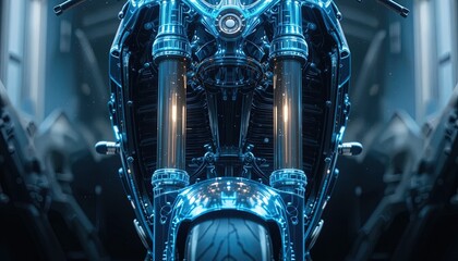 Futuristic motorcycle design with glowing accents, perfect for automotive enthusiasts and cutting-edge technology concepts, a sleek and dynamic machine