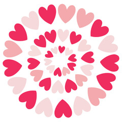 Heart Pattern Background Design for Valentines Day with Pink and Red Hearts in a Circular Arrangement Creating a Romantic and Love Filled Illustration for Graphic Design Projects