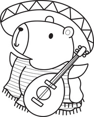 Illustrations of cute capybara character clip art for kids. Capybara with halloween theme 