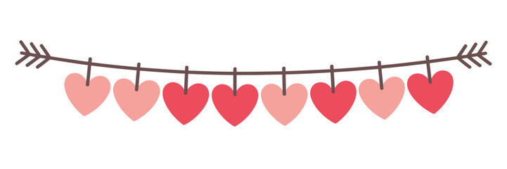 Romantic hearts garland on an arrow string perfect for Valentines Day and love related design projects a whimsical illustration of affection and festive decorations