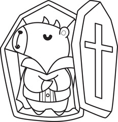 Illustrations of cute capybara character clip art for kids. Capybara with halloween theme 