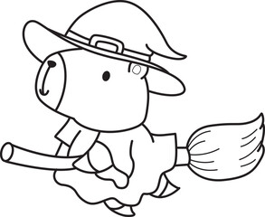 Illustrations of cute capybara character clip art for kids. Capybara with halloween theme 