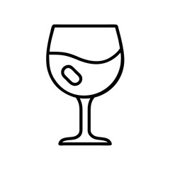 Simple line art icon of a wine glass filled with a beverage