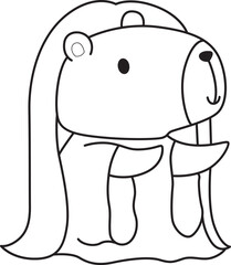 Illustrations of cute capybara character clip art for kids. Capybara with halloween theme 