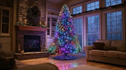 christmas tree with vibrant multicolor lights 2026