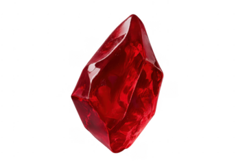 Red gemstone ruby crystal on transparent background