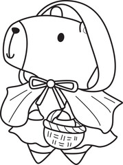 Illustrations of cute capybara character clip art for kids. Capybara with halloween theme 