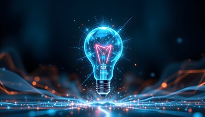 Innovative light bulb design digital art futuristic environment high-tech concept abstract viewpoint