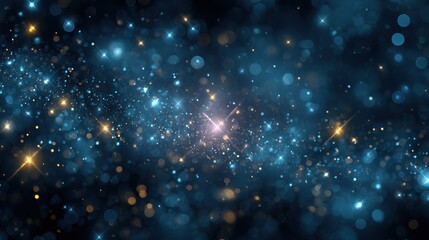 Obraz premium abstract bokeh lights and stars on a dark blue background 2026