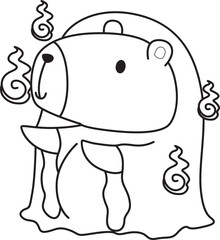 Illustrations of cute capybara character clip art for kids. Capybara with halloween theme 