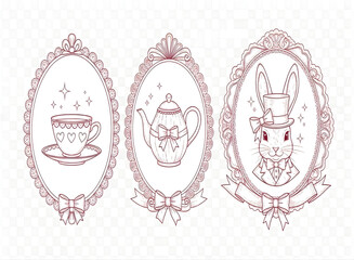 Alice in wonderland whimsical tea party frames