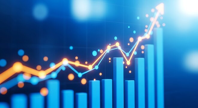 Business Growth Chart with Rising Line and Bar Graphs - Financial Data & Success Trend