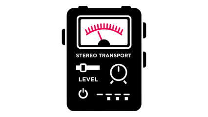 Field recorder icon , representing location audio capture with a vintage design and clear meter display for professional